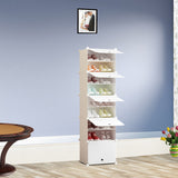 NNEAGS 8 Tier White Shoe Rack Organizer Sneaker Footwear Storage Stackable Stand Cabinet Portable Wardrobe with Cover