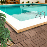 NNEAGS 2X 11 pcs Light Chocolate DIY Wooden Composite Decking Tiles Garden Outdoor Backyard Flooring Home Decor