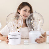 NNEAGS 2X White 360 Degree Rotating LED Light 2 Layered Jewelry Storage Box Waterproof Dustproof Accessories Organiser