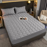 NNEAGS Grey 153cm Wide Mattress Cover Thick Quilted Stretchable Bed Spread Sheet Protector with Pillow Covers