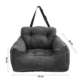 NNEAGS Grey Pet Car Seat Sofa Safety Soft Padded Portable Travel Carrier Bed