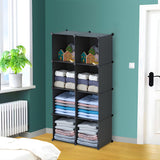 NNEAGS 4 Tier 8-Cube Black Portable Wardrobe Divide-Grid Modular Storage Organiser Foldable Closet