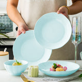 NNEAGS Light Blue Japanese Style Ceramic Dinnerware Crockery Soup Bowl Plate Server Kitchen Home Decor Set of 5
