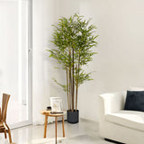 NNEAGS 120cm Lucky Bamboo Tree Bambusa Vulgaris Artificial Plant w/ 7 Branches Home Accent Decor