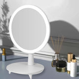 NNEAGS 2X Round White Rechargeable LED Light Makeup Mirror Tabletop Vanity Home Decor