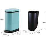 NNEAGS 2X 10L Foot Pedal Stainless Steel Rubbish Recycling Garbage Waste Trash Bin U Blue