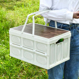 NNEAGS 2X 30L White Car & Camping Foldable Storage Box Crate Stackable Container with Handle