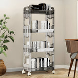 NNEAGS 38x24cm Black 4 Tier Bookshelf & Cosmetic Storage Organizer Trolley Rack