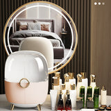 NNEAGS Pink Transparent Countertop Makeup Organiser Cosmetic Storage Waterproof Dustproof Bathroom Skincare Holder with Lid