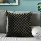 NNEAGS 2X 45cm Urban Light Luxury Pillow Dark Night Green Checkered Square Throw Pillow
