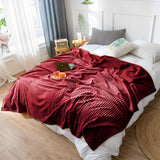 NNEAGS 2X Burgundy Throw Blanket Warm Cozy Striped Pattern Thin Flannel Coverlet Fleece Bed Sofa Comforter
