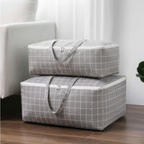 NNEAGS 2X Grey Plaid Medium Storage Luggage Bag Double Zipper Foldable Travel Organiser Essentials