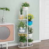 NNEAGS 2X 5 Tier 6 Pots White Metal Plant Rack Flowerpot Storage Display Stand Holder Home Garden Decor
