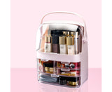 NNEAGS 2X 3 Tier Pink Countertop Makeup Cosmetic Storage Organiser Skincare Holder Jewelry Storage Box with Handle