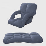 NNEAGS 2X Foldable Lounge Cushion Adjustable Floor Lazy Recliner Chair with Armrest Grey