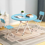 NNEAGS Blue Dining Table Portable Round Surface Space Saving Folding Desk Home Decor