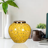 NNEAGS 21x22cm Yellow with White Mini Floral Small Ceramic Flower Vase Elegant Living Room Home Decor