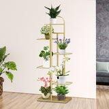 NNEAGS 6 Tier 7 Pots Gold Metal Plant Stand Flowerpot Display Shelf Rack Indoor Home Office Decor