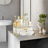NNEAGS 2X 3 Tier Transparent Multifunctional Countertop Cosmetic Storage Makeup Skincare Holder Jewelry Cabinet Bathroom Desk Drawer Vanity Organiser