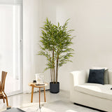 NNEAGS 150cm Lucky Bamboo Tree Bambusa Vulgaris Artificial Plant w/ 7 Branches Home Accent Decor