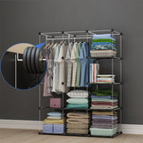 NNEAGS 10 Cubes Black Portable Wardrobe Divide-Grid Modular Storage Organiser Foldable Closet with Doors