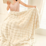 NNEAGS 2X 200cm Creamy White Fur Fuzzy Super Soft and Cozy Fluffy Throw Blanket