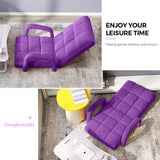 NNEAGS 4X Foldable Lounge Cushion Adjustable Floor Lazy Recliner Chair with Armrest Purple