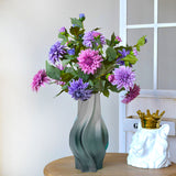 NNEAGS 33cm Glass Vase Blue with Beautiful glass Bubble Texture Art Vases