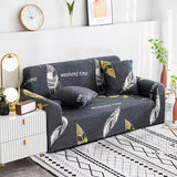 NNEAGS 2-Seater Feather Print Sofa Cover Couch Protector High Stretch Lounge Slipcover Home Decor