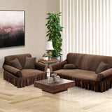 NNEAGS 2-Seater Coffee Sofa Cover with Ruffled Skirt Couch Protector High Stretch Lounge Slipcover Home Decor
