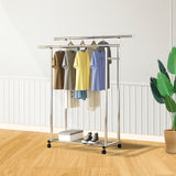 NNEAGS 2X 120cm Stainless Steel Floor-Standing Clothes Rack - Durable and Space-Saving Laundry Organizer