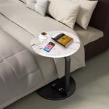 NNEAGS 2X  50cm White Marble Mini Side Table Movable Lightweight w/ Black Frame