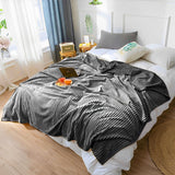 NNEAGS GreyThrow Blanket Warm Cozy Striped Pattern Thin Flannel Coverlet Fleece Bed Sofa Comforter