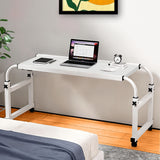 NNEAGS 120x45cm White Cross Bed Movable Desk Table w/ Adjustable Length & Height