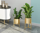 NNEAGS 2X 30CM Gold Metal Plant Stand with Flower Pot Holder Corner Shelving Rack Indoor Display