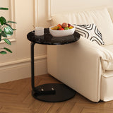 NNEAGS 2X  50cm Black Marble Mini Side Table Movable Lightweight w/ Black Frame