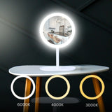 NNEAGS 26cm White Round Smart LED Makeup Bedroom Table Vanity Mirror Tricolor w/ 5x Magnification