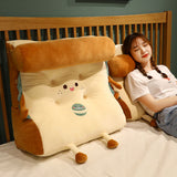 NNEAGS 2X Cute Face Toast Bread Wedge Cushion Stuffed Plush Cartoon Back Support Pillow Home Decor