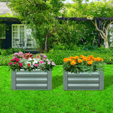 NNEAGS 2X 100cm Square Galvanised Raised Garden Bed Vegetable Herb Flower Outdoor Planter Box