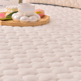 NNEAGS 2X Beige 183cm Wide Mattress Cover Thick Quilted Fleece Stretchable Clover Design Bed Spread Sheet Protector with Pillow Covers