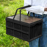 NNEAGS 2X 42cm 30L Black Car & Camping Foldable Storage Box Crate Stackable Container with Handle