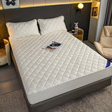 NNEAGS White 153cm Wide Cross-Hatch Mattress Cover Thick Quilted Stretchable Bed Spread Sheet Protector with Pillow Covers