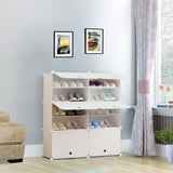 NNEAGS 5 Tier 2 Column White Shoe Rack Organizer Sneaker Footwear Storage Stackable Stand Cabinet Portable Wardrobe with Cover