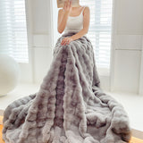 NNEAGS 200cm Grey Fur Fuzzy Super Soft and Cozy Fluffy Throw Blanket