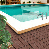 NNEAGS 2X 11 pcs Dark Chocolate DIY Wooden Composite Decking Tiles Garden Outdoor Backyard Flooring Home Decor