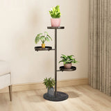 NNEAGS 2X 3 Tier Black Round Plant Stand Flowerpot Tray Display Living Room Balcony Metal Decorative Shelf