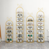 NNEAGS 2X 6 Tier Bunny Ears Shape Gold Plated Metal Shoe Organizer Space Saving Portable Footwear Storage Shelf