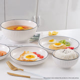 NNEAGS White Japanese Style Ceramic Dinnerware Crockery Soup Bowl Plate Server Kitchen Home Decor Set of 4