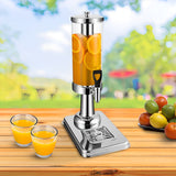 NNEAGS Single 3L Silver Stainless Steel Beverage Dispenser Ice Cylinder Clear Juicer Hot Cold Water Jug