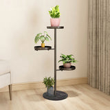 NNEAGS 3 Tier Black Round Plant Stand Flowerpot Tray Display Living Room Balcony Metal Decorative Shelf